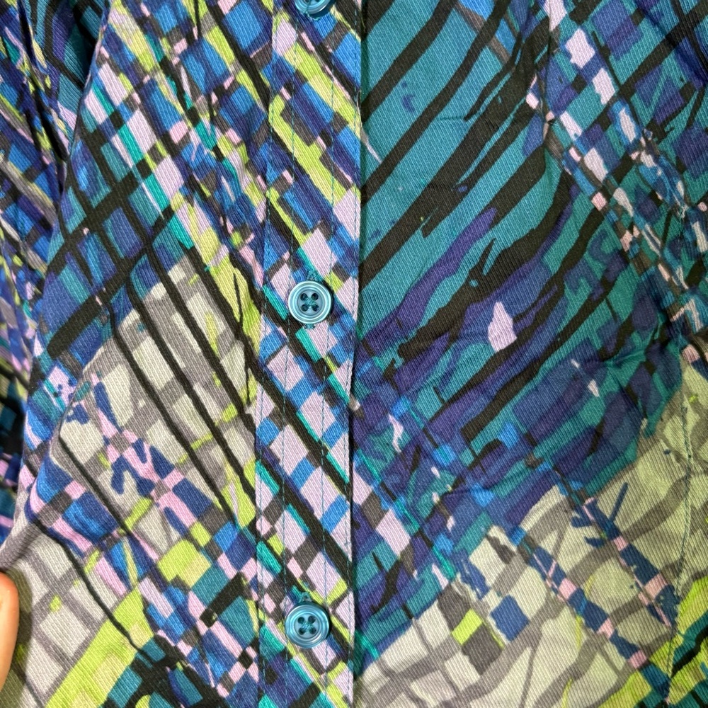 Lane Bryant Tunic Top Women's 26 28 Button Down Plus Size Pockets Lagom Artsy - Picture 7 of 8